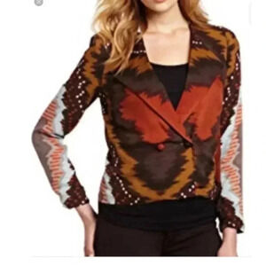 Women SANCTUARY CLOTHING COUTURE INSPIRED brown Orange Jacket Medium EUC